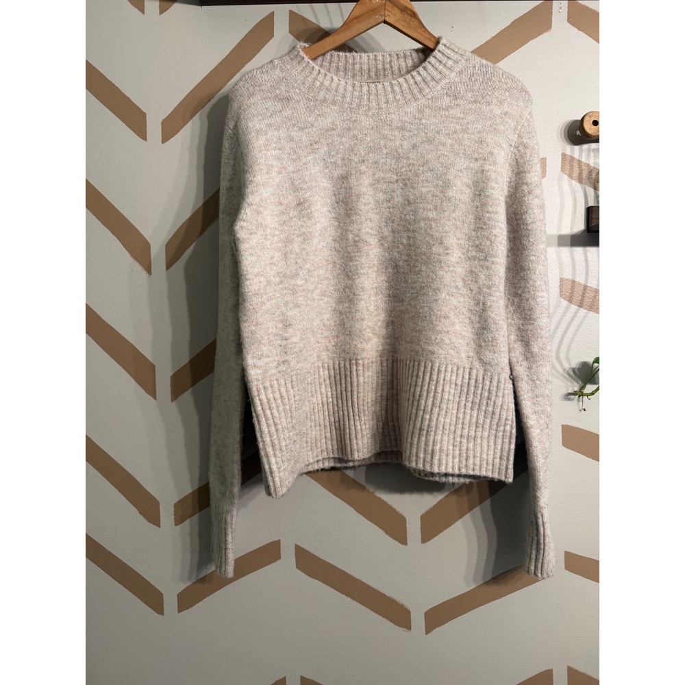 Orb Sweater Womens XL Grey Marled Knit Ribbed Trim Crew Neck Pullover